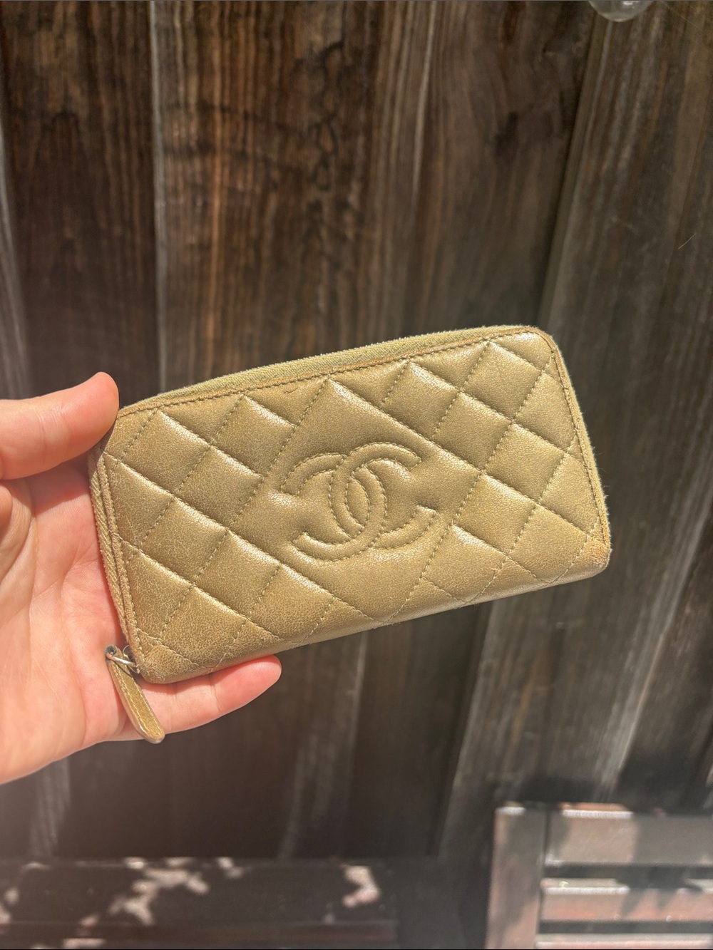 CHANEL Quilted Zip Wallet - Quilted CC Logo Lambskin Zip authentic